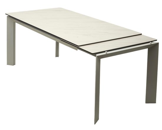 Стол CREMONA 180 KL-99 Белый мрамор матовый, итальянская керамика / белый каркас