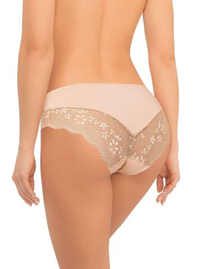 Хлопковые трусики-слипы с кружевными вставками сзади (Размер: L) (Цвет: бежевый)