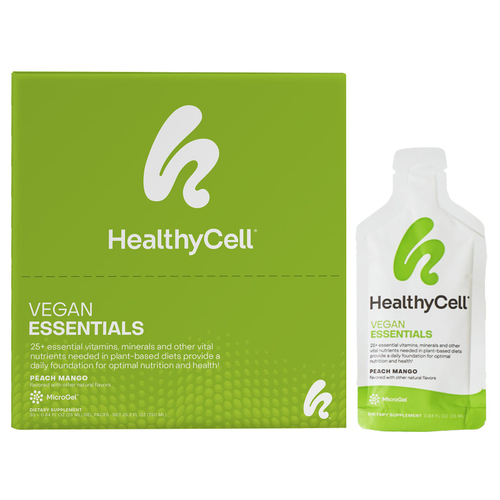HealthyCell, Vegan Essentials, персик и манго, 30 гелевых пакетиков по 25 мл (0,84 жидк. Унции)
