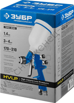 ЗУБР ПРО 300, HVLP, 1.4 мм, пневматический краскопульт с верхним бачком, Профессионал (06453-1.4)