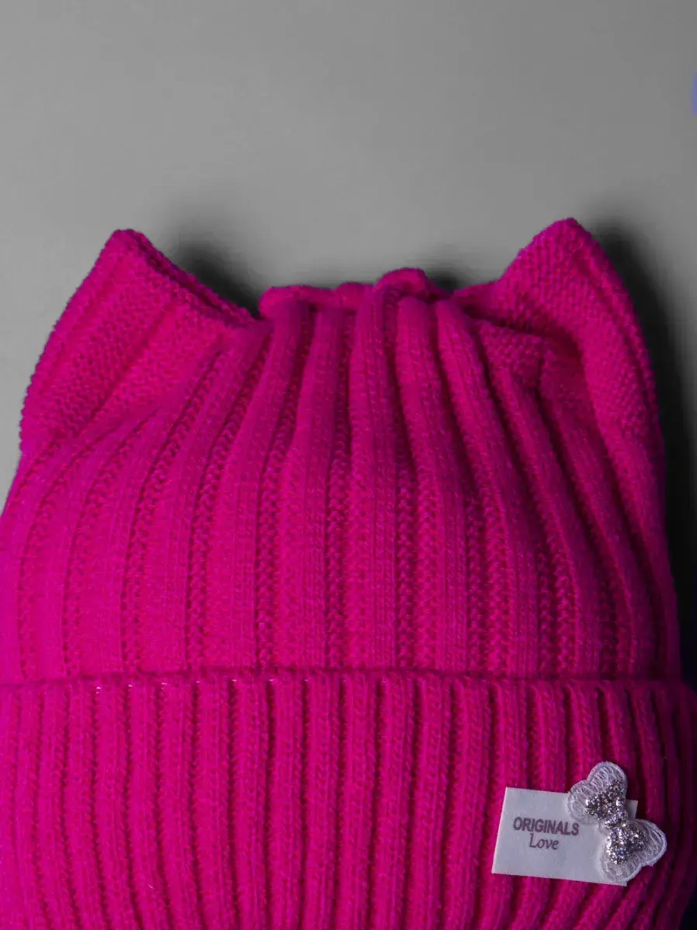 Шапка для девочки с ушками осенняя