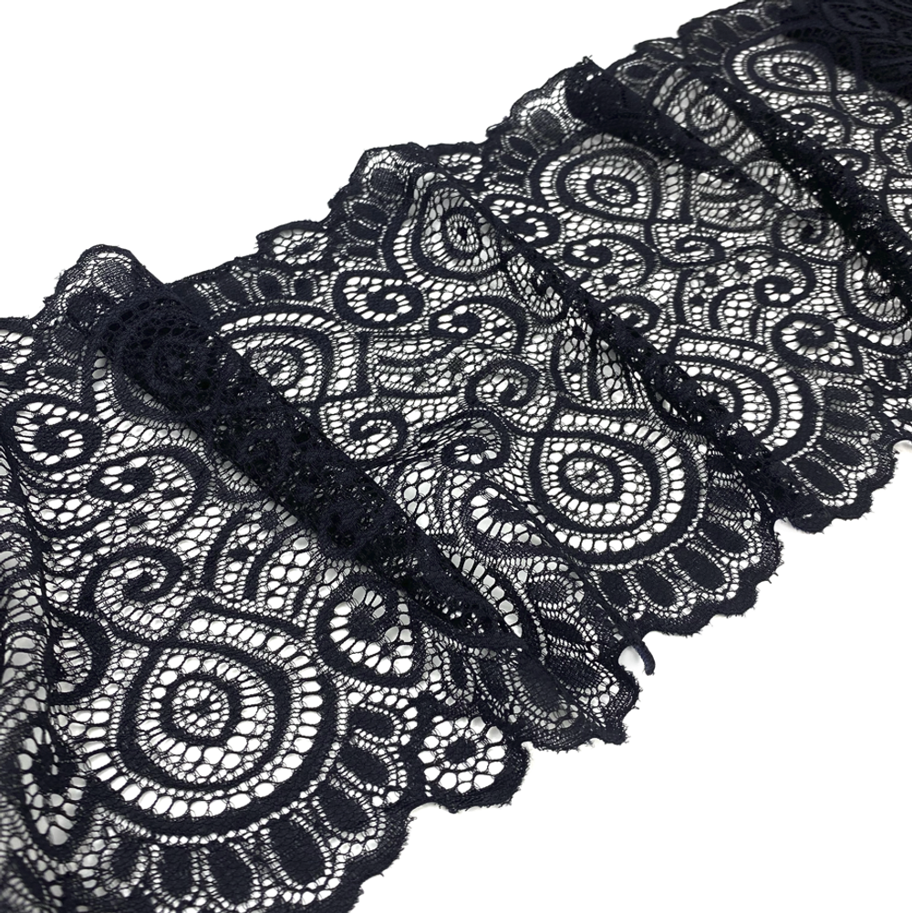 Кружево эластичное черное 17 см
