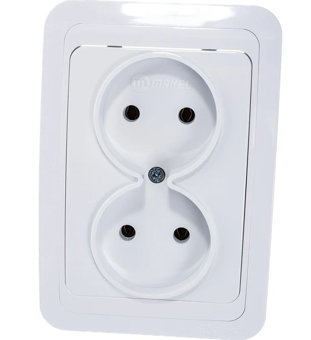 Двойная розетка без заземления, белая Makel Mimoza 12017