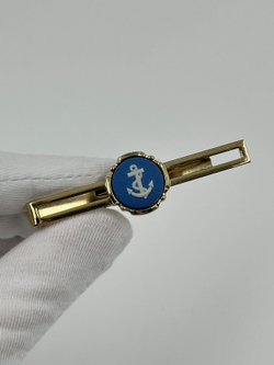 Зажим для галстука синий с якорем Stratton