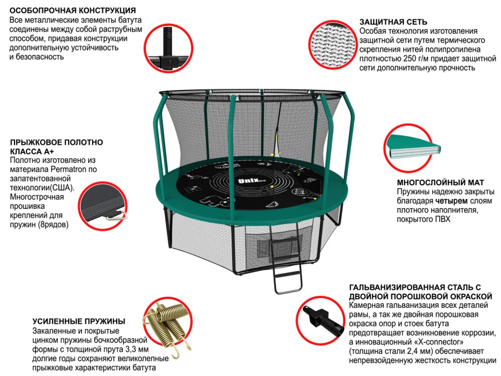 Батут UNIX line SUPREME GAME 8 ft (green)