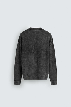 ZARA СВИТЕР В РУБЧИК С ЭФФЕКТОМ ПОТЕРТОСТИМ, ЧЕРНЫЙ