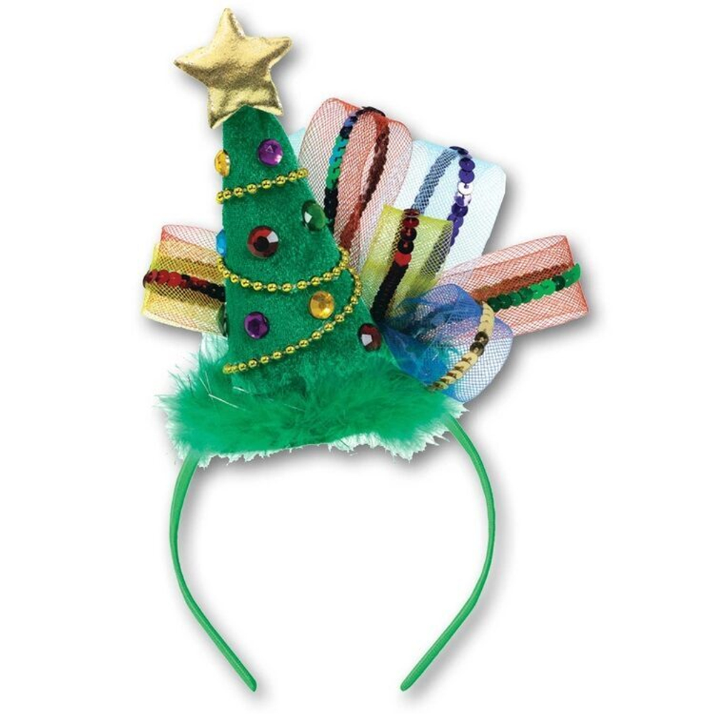 Ободок Елка ДеЛюкс со стразами