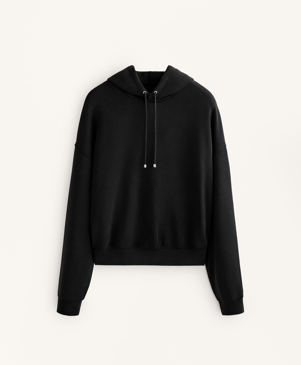 Oysho Толстовка «бокси» с капюшоном из модала с начесом, черный