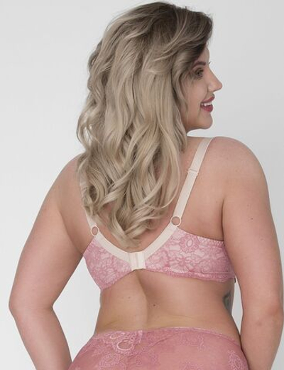 Бюстгальтер на косточках с мягкими гипюровыми чашками plus size (Размер: 90G) (Цвет: розовый)