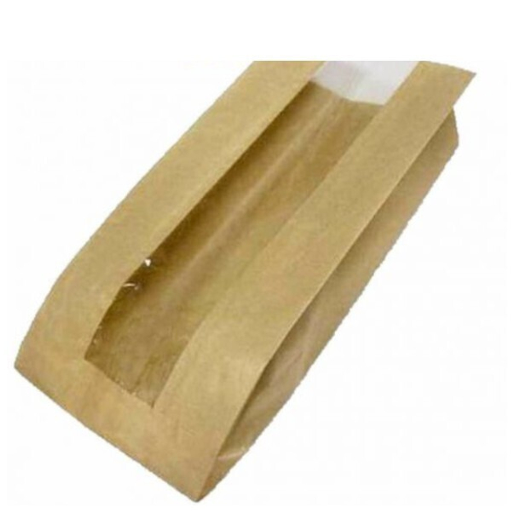 Пакет бумажный КРАФТ 210х140х55 С ОКОШКОМ цена за 1