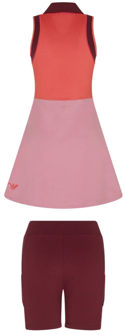 Теннисное платье EA7 Tennis Pro Freestyle Polo - dusky orchid/bordeau