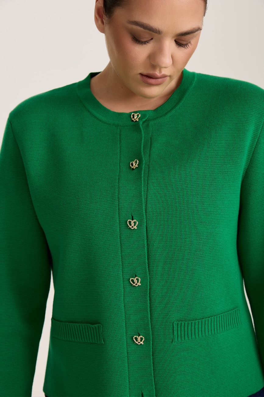 Жакет вязаный, зеленый