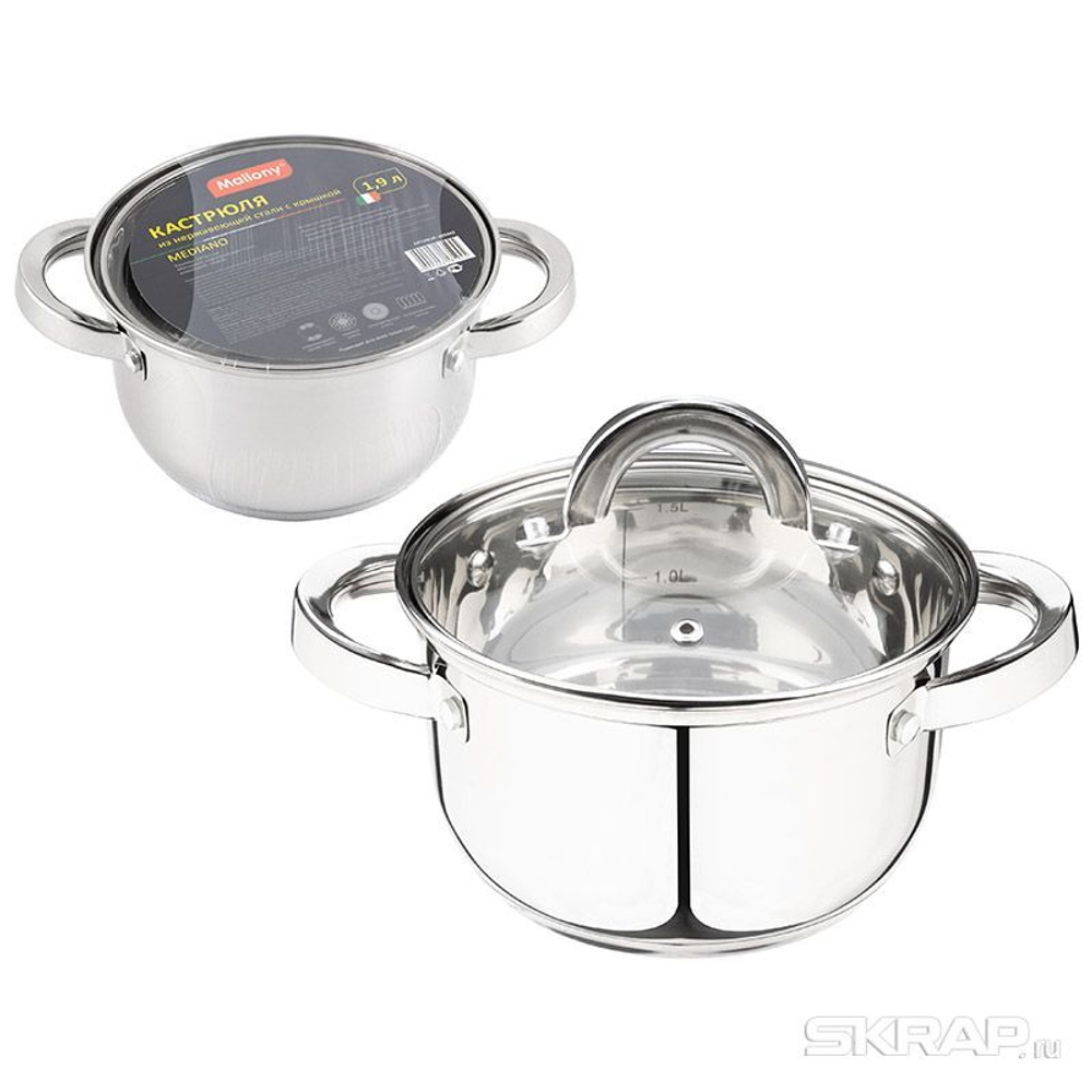 Кастрюля из нерж.стали Mallony Mediano (1.9л)