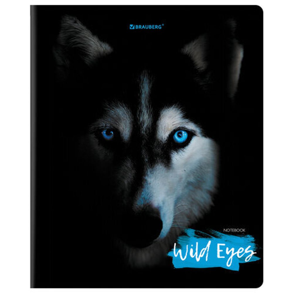 Тетрадь А5, 48 л., BRAUBERG, скоба, клетка, выборочный лак, "Wild eyes", 404343, 5шт