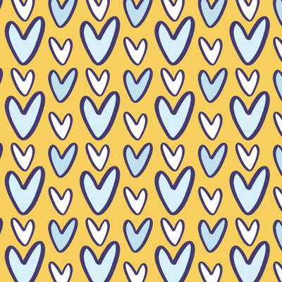 Голубые сердечки на желтом