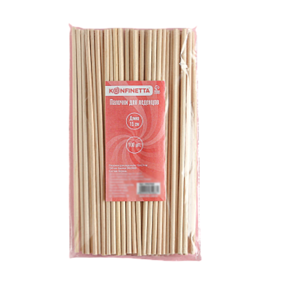 Палочки для леденцов, набор 100 шт, 15×0,3 см, берёза