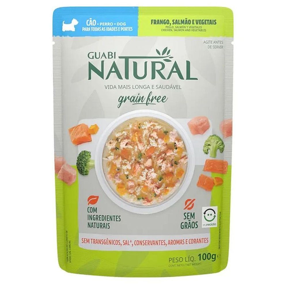 Guabi Natural Dog GRAIN FREE пауч беззерновой для собак курица, лосось и овощи  100 г