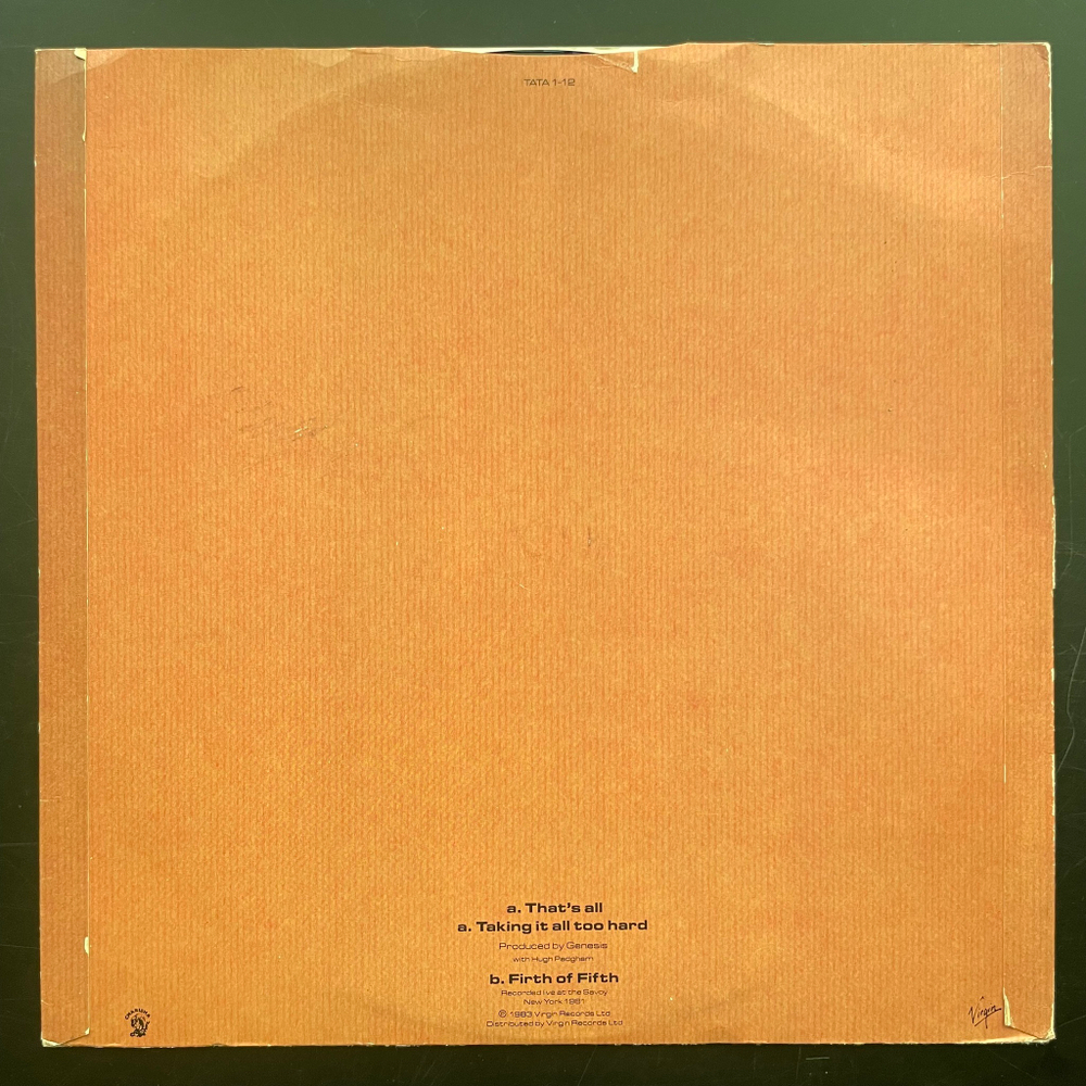 Genesis ‎– That's All (Англия 1983г.) 12", 45 RPM
