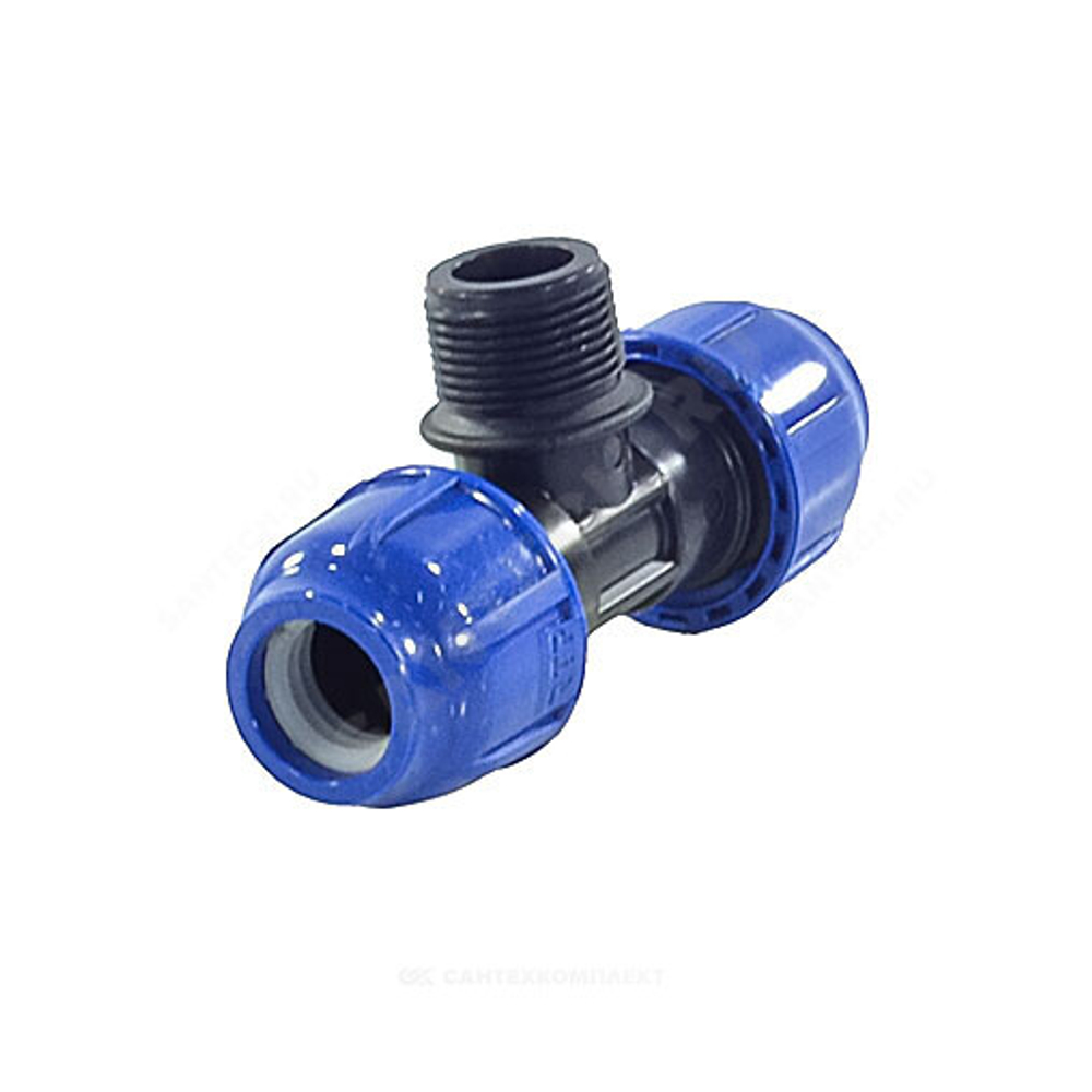 Тройник компрессионный ПЭ Дн 25х3/4"х25 НР Ру16 RTP (РосТурПласт) 11620