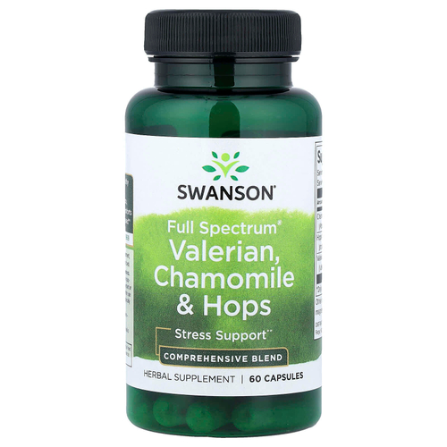 Swanson, Full Spectrum®, валериана, ромашка и хмель, 60 капсул