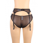 Пояс для чулок с ремешками и трусики Flower&bow, черные, XL-2XL