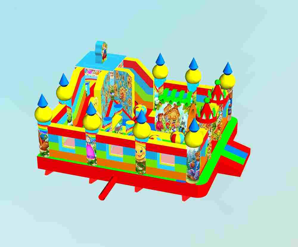 Надувной батут-горка "Русские сказки", 6x5x2.8 м