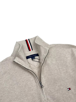 Свитер Tommy Hilfiger Solid Logo Quater-Zip Beige Heather