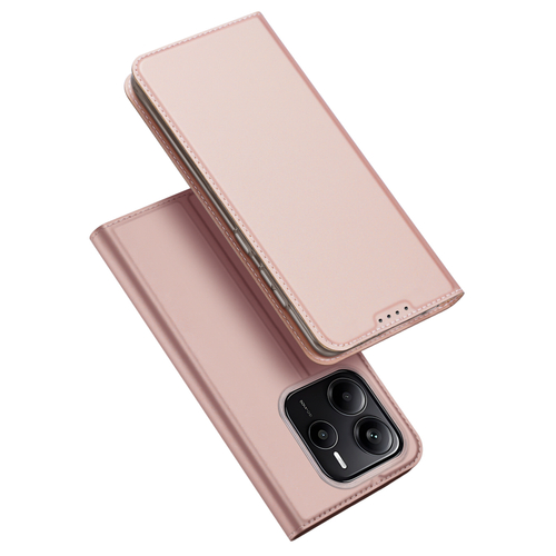 Чехол книжка из PU кожи розового цвета от Dux Ducis для смартфона Xiaomi Redmi Note 14 5G, серия Skin Pro Series Case
