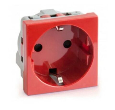 Розетка модульная с з/к и шторками 45х45мм красная Рувинил АДЛ 13-901 Ruvinil - 2 шт