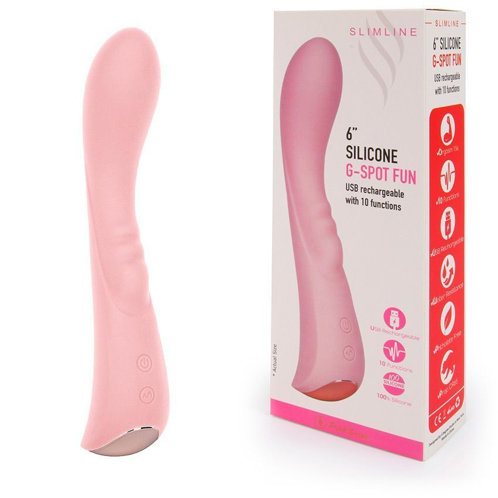 Нежно-розовый вибромассажер 6 Silicone G-Spot Fun - 19,1 см. (Цвет: нежно-розовый)