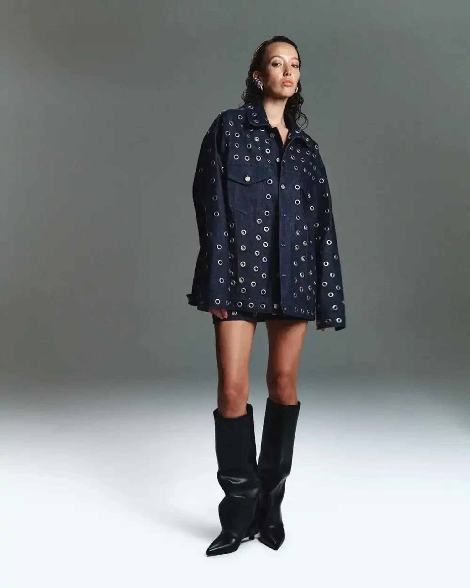 Куртка из денима Raw с люверсами