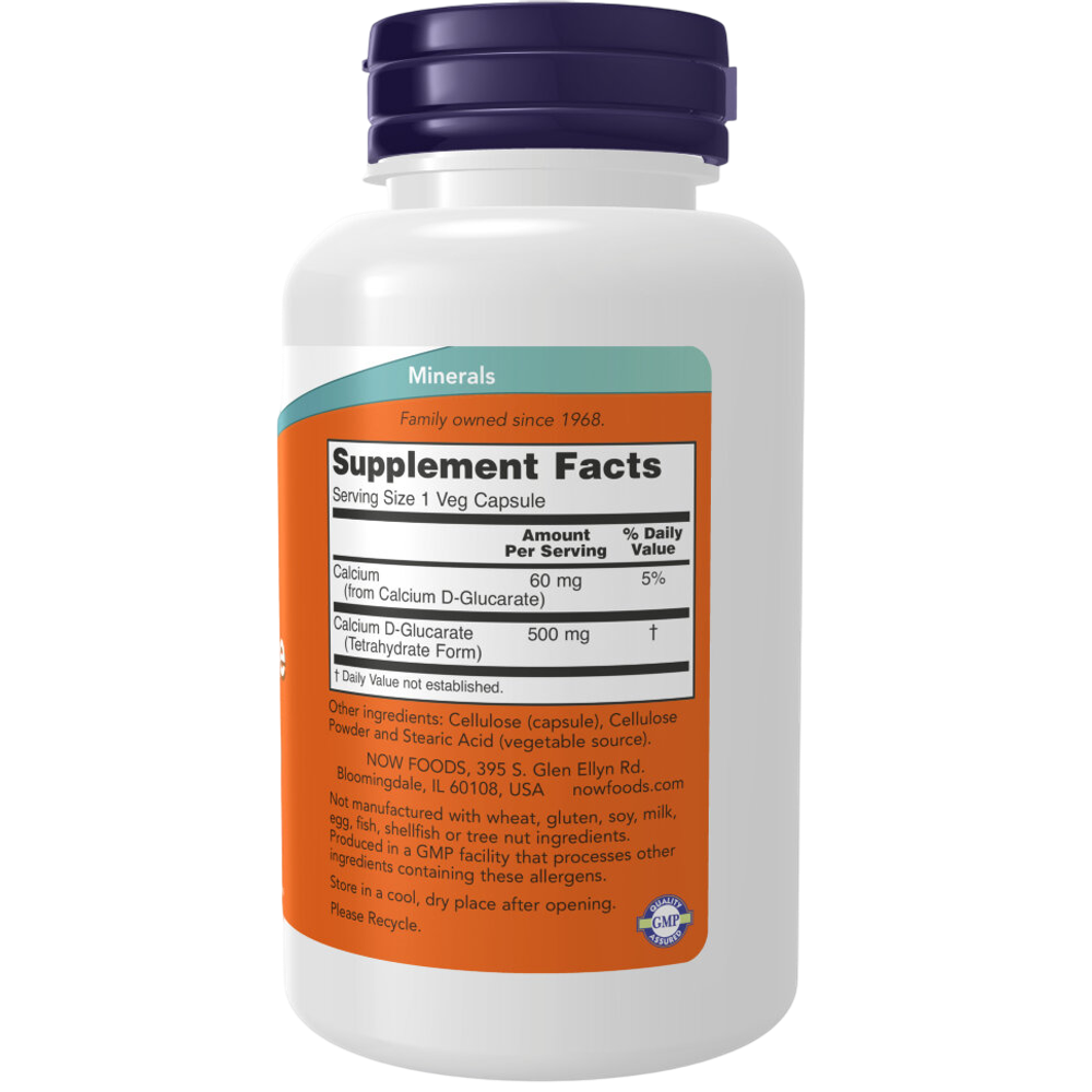 Now Foods Calcium D-Glucarate 500 mg 90 veg capsules, Кальций Д-Глюкарат