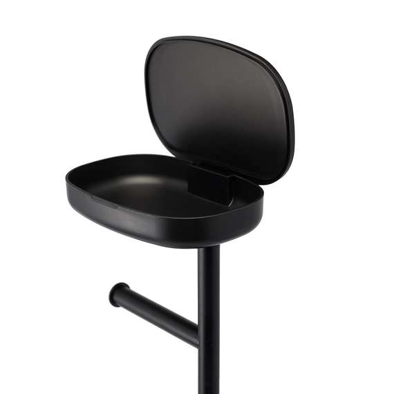 Держатель для туалетной бумаги с полочкой slim, черный