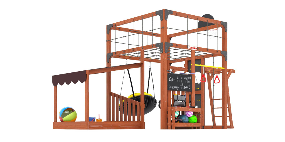 Детская площадка Савушка КУБ-4 (Махагон) с подушками