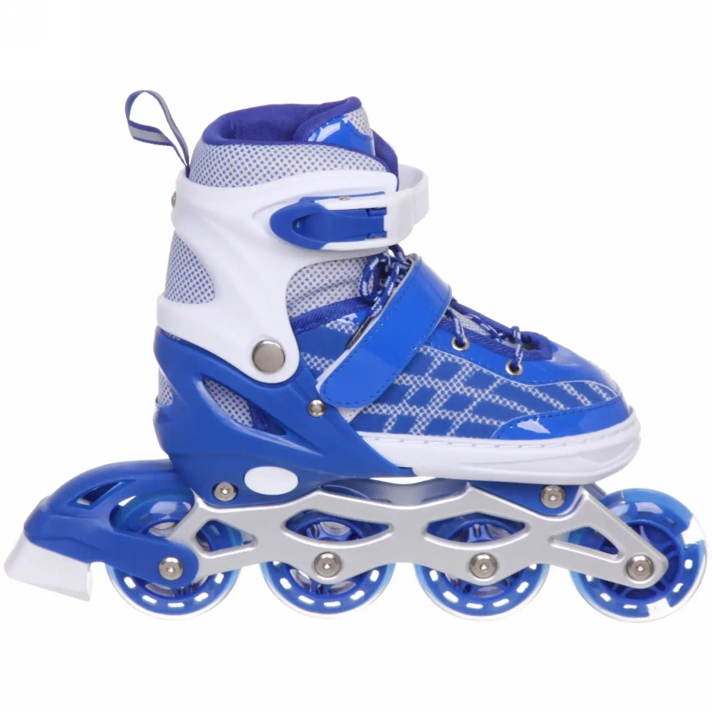 Коньки раздвижные, ледовые с роликовым блоком Ice Line Z4, синий-белый (pазмер 29-33)