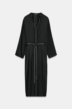 ZARA ПЛАТЬЕ-ТУНИКА С ОТДЕЛОЧНОЙ СТРОЧКОЙ ZW COLLECTION, ЧЕРНЫЙ