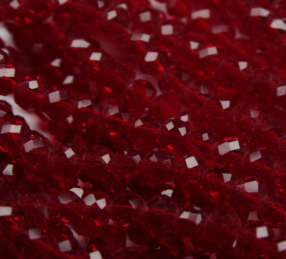БП034НН23 Хрустальные бусины "рондель", цвет: бордовый прозрачный, 2х3 мм, кол-во: 95-100 шт.