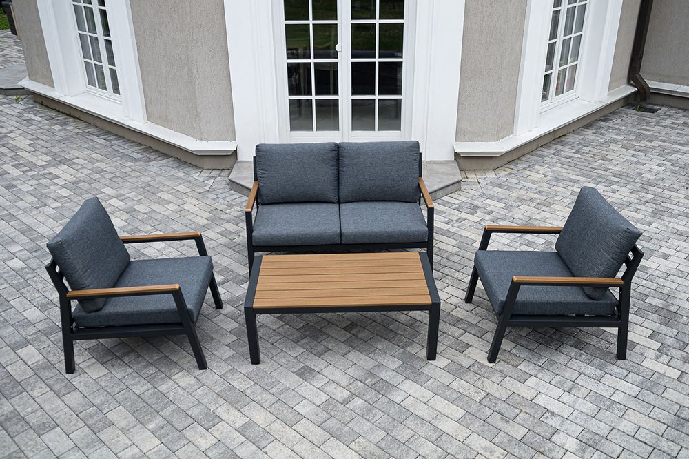 "Камелия" лаунж-зона 4-местная из алюминия, цвет темно-серый