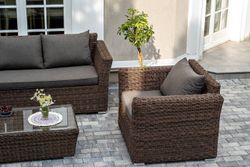 "Капучино" лаунж-зона из искусственного ротанга, цвет коричневый