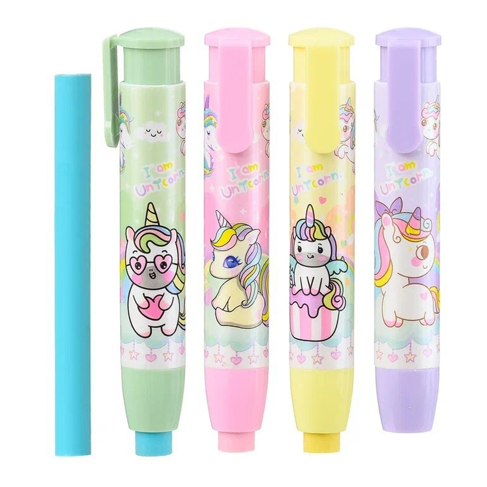 Ластик Basir, выдвижной автоматический, серия "Единорог", цветной корпус с рисунком единорога