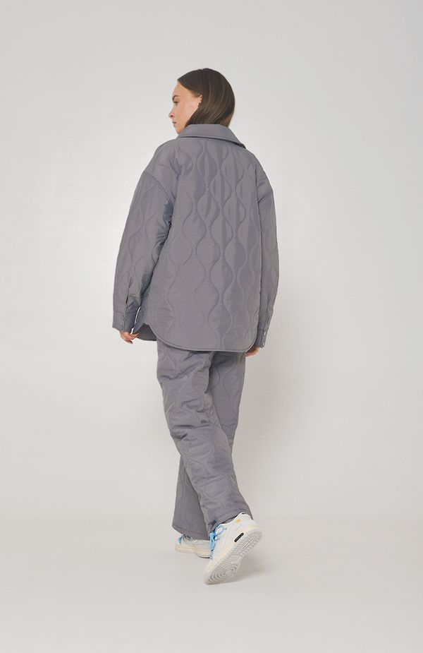 Брюки стёганые AT019 серые - фото 9