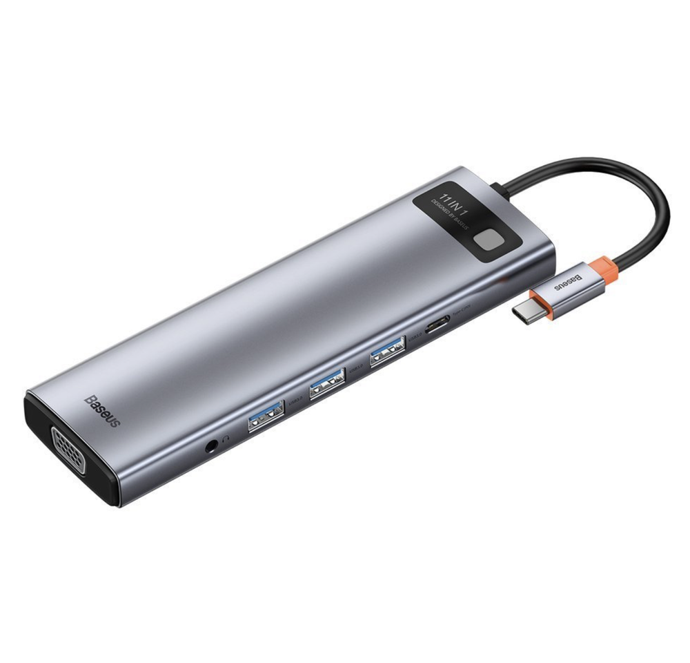 Адаптер Type-C Baseus Metal Gleam (Type-C, 3xUSB3.0, 2xHDMI, SD, TF, RJ45, VGA, 3.5mm) (CAHUB-CT0G)