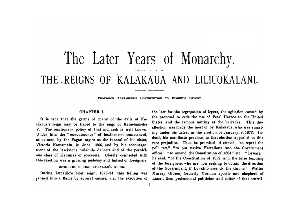 History of later years of the Hawaiian Monarchy and the revolution of 1893 | William de Witt Alexander