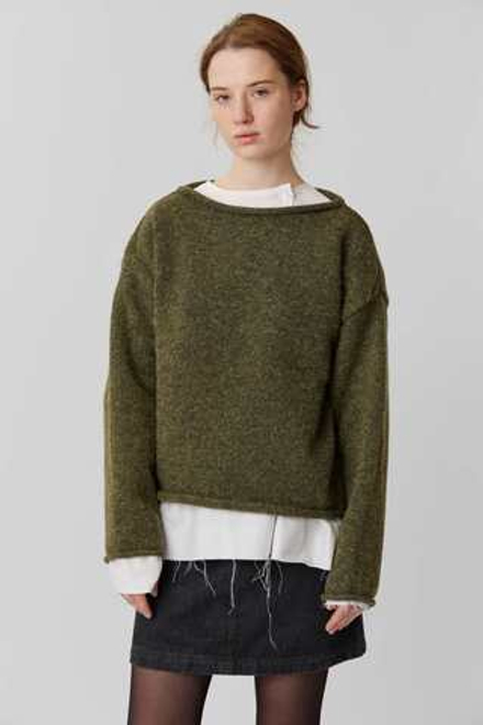 Рыбацкий свитер из шерсти цвета хаки