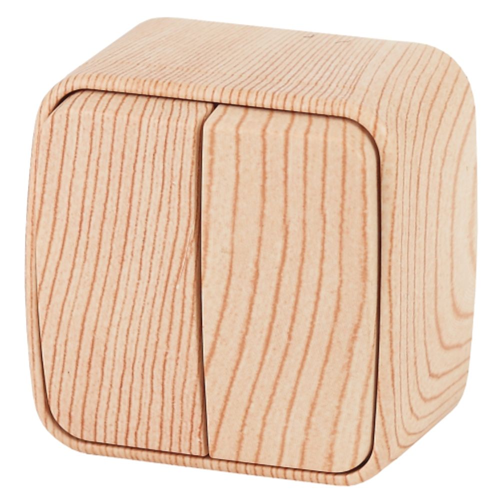 3-104-11 Intro Выключатель двойной, 10А-250В, IP20, ОУ, Polo, сосна