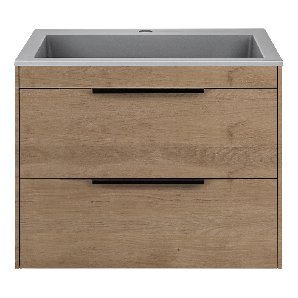 Тумба под раковину Vincea Chiara 2D 600 подвесная, 2 выкатных ящика soft-close, N.Oak