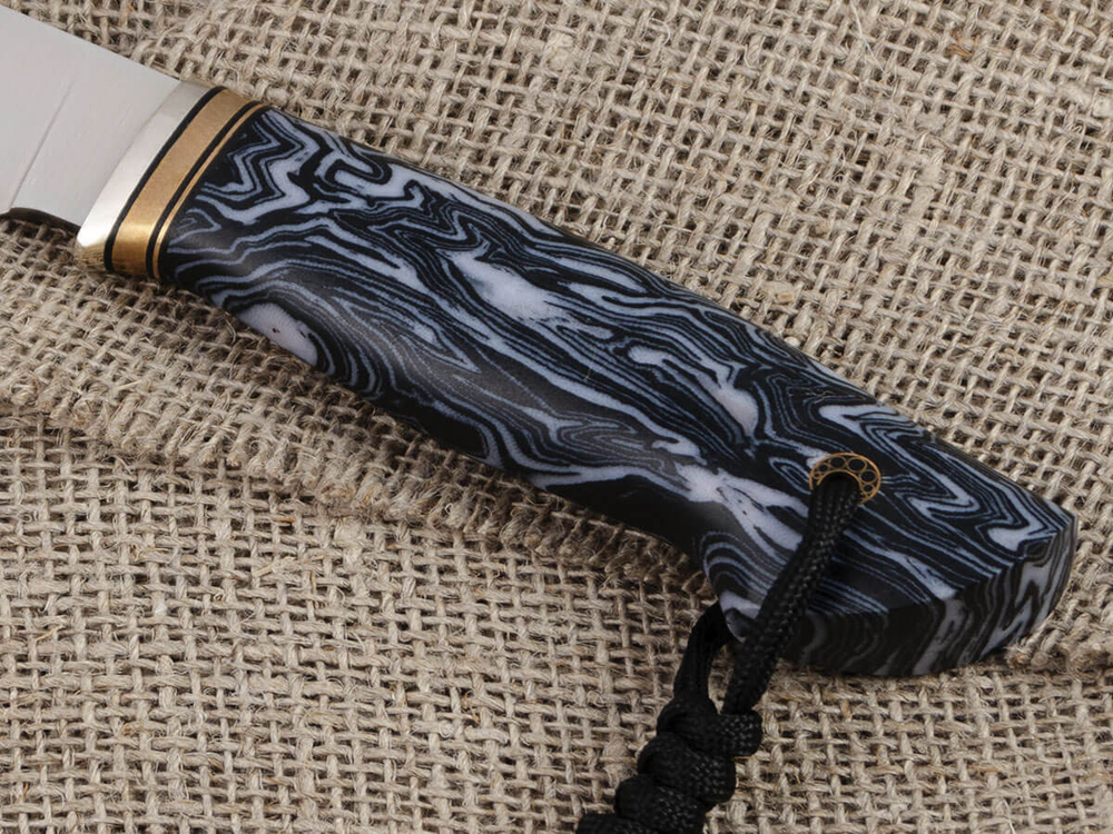 Нож для бушкрафта "Гектор", сталь VG-10/Elmax, рукоять микарта (синяя)