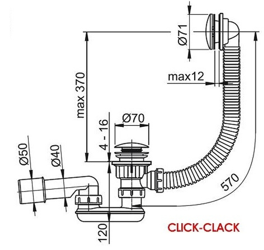 Слив-перелив Ravak X01377 click-clack Хром