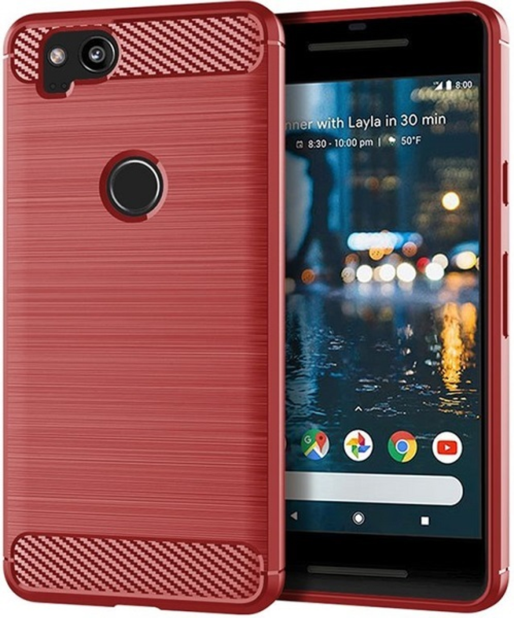 Чехол на Google Pixel2 цвет Red (красный), серия Carbon от Caseport