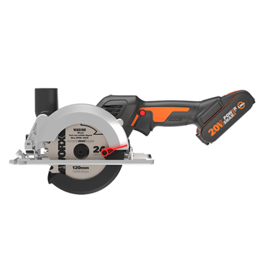 Циркулярная бесщеточная пила WORX 20V 120 мм аккумуляторная WX531